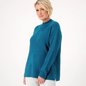 Logo Lori Goldstein | New High Neck Sweater Teal Medium